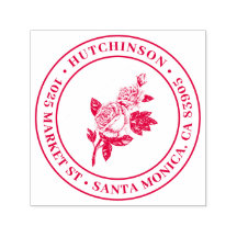 Vintage Rose | Round Family Name Return Address