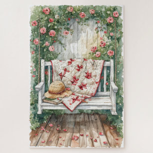 Vintage Rose Swing with Quilt Charm Jigsaw Puzzle