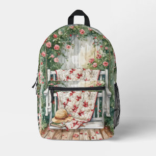 Vintage Rose Swing with Quilt Charm Printed Backpack