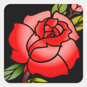 vintage rose tattoo square sticker