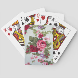 Vintage rose textile print playing cards