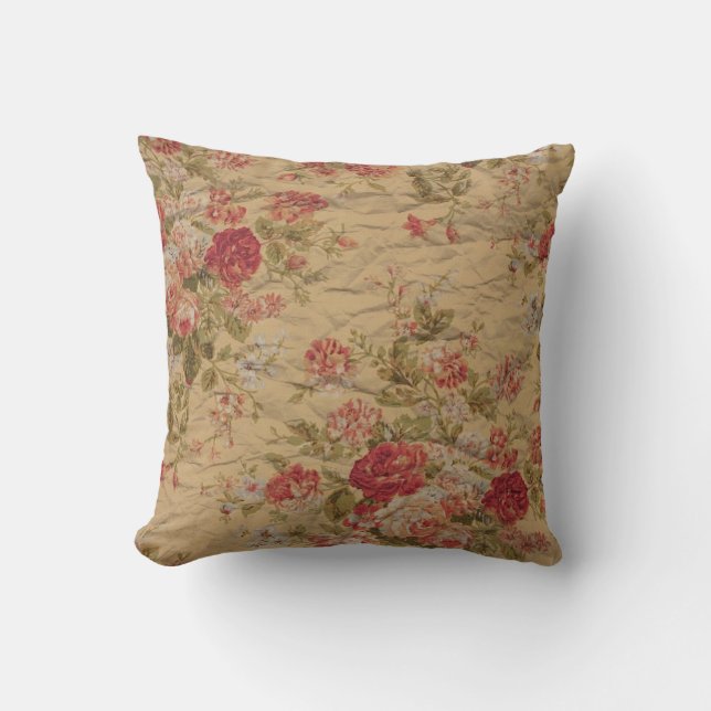 Vintage Rose Throw Pillow (Front)