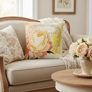 Vintage rose throw pillow