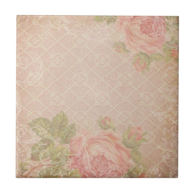 Vintage Rose Trellis Tile (Front)
