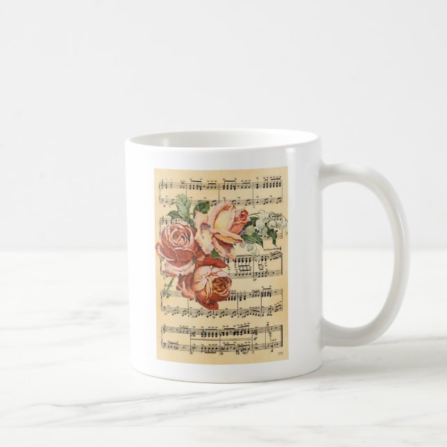 Vintage Rose Trio & Music Coffee Mug (Right)