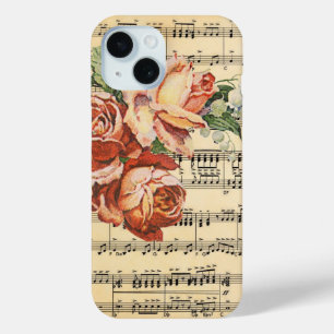 Vintage Rose Trio on Music iPhone 15 Case