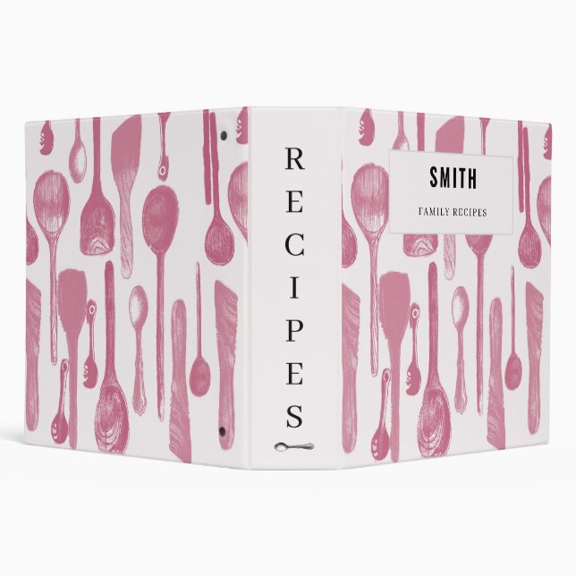  Vintage Rose Utensil Family Cookbook Recipes Binder (Background)