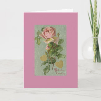 Vintage Rose Valentine Greeting (Blank) Holiday Card