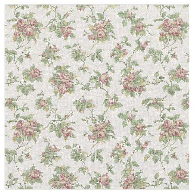 Vintage Rose Vine Floral Pattern Fabric (Close Up)