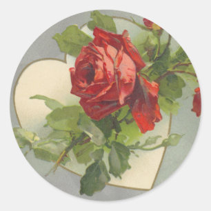 Vintage Rose Wedding Classic Round Sticker