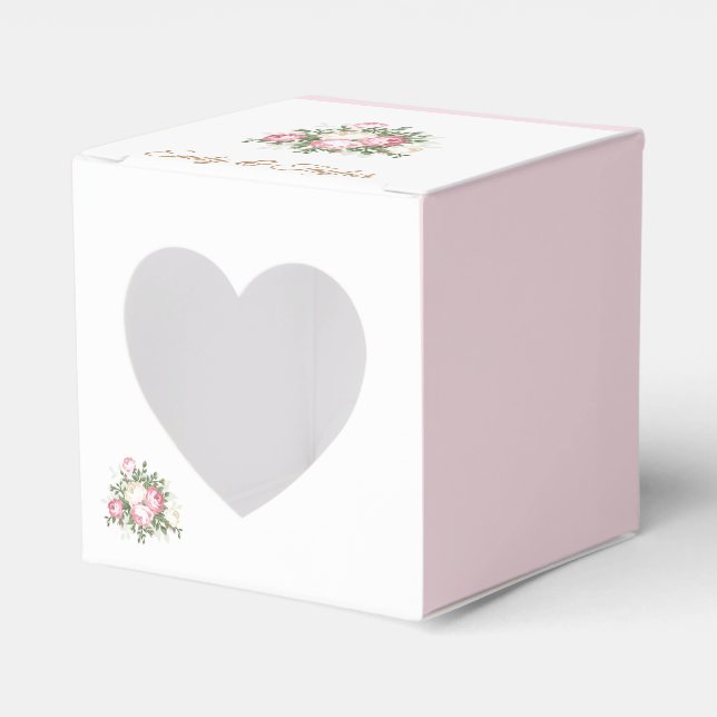 Vintage Rose Wedding Favour Box with Heart Window (Front Side)
