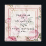 Vintage Rose Wedding Favour Magnet<br><div class="desc">A lovely little gift for your wedding guests!  This 2"x2" vintage rose magnet with inspirational messaging can go home with your attendees and then be utilized on their refrigerators or file cabinets and will always remind them of your special day.</div>