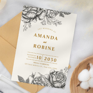 Vintage Rose Wedding Invitation
