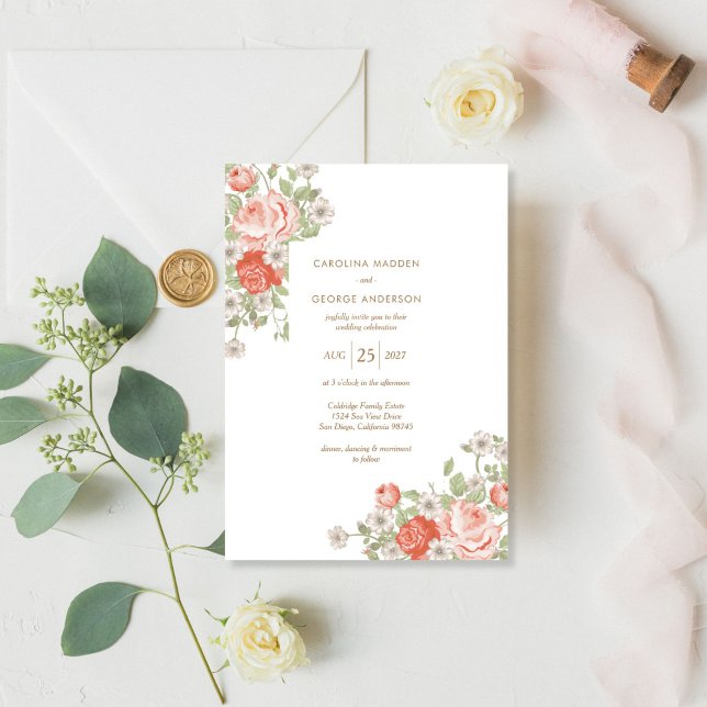 Vintage Rose Wedding Invitation (Creator Uploaded)