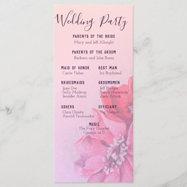 Vintage Rose Wedding Program (Front)