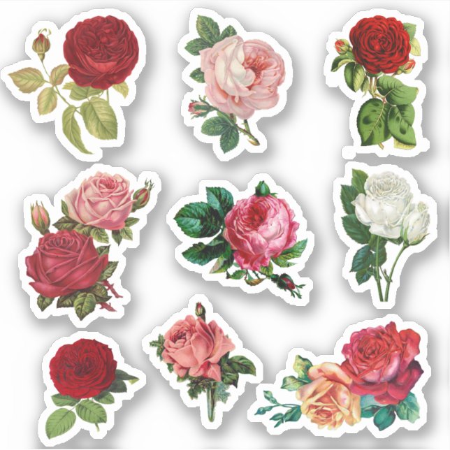 Vintage Rose Wedding Scrapbook Stickers (Front)