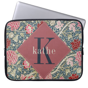 Vintage Rose William Morris Monogram Laptop Laptop Sleeve