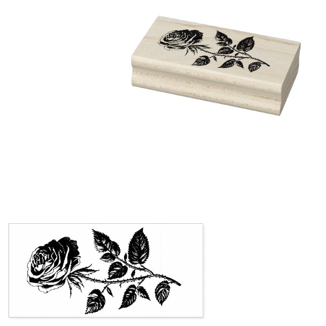 Vintage Rose Wooden Stamp (Stamped)