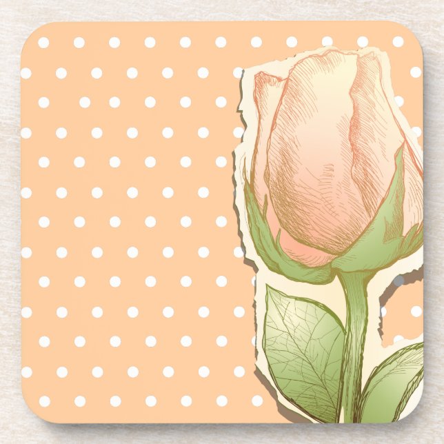 Vintage rosebud, coaster (Front)