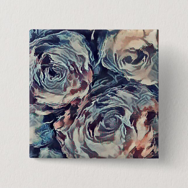 Vintage roses 2 inch square button (Front)
