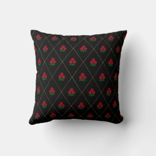 Vintage Roses and Diamonds Pattern Throw Pillow