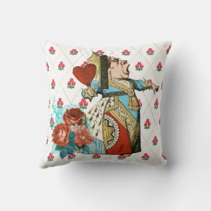 Vintage Roses and Diamonds Queen From Alice Throw Pillow