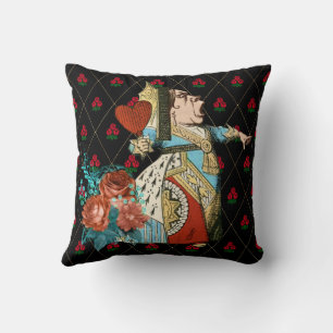 Vintage Roses and Diamonds Queen From Alice Throw Pillow