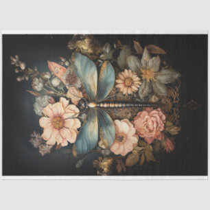 Vintage Roses and Dragonfly Decoupage Tissue Paper