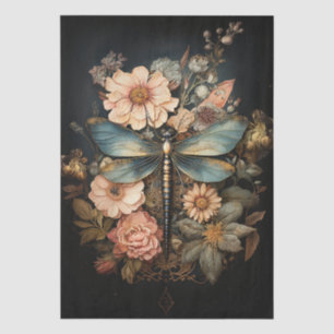 Vintage Roses and Dragonfly Decoupage Tissue Paper