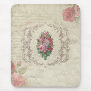 Vintage Roses and Engraving Mouse Pad