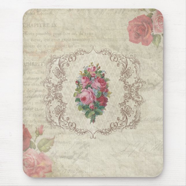 Vintage Roses and Engraving Mouse Pad (Front)