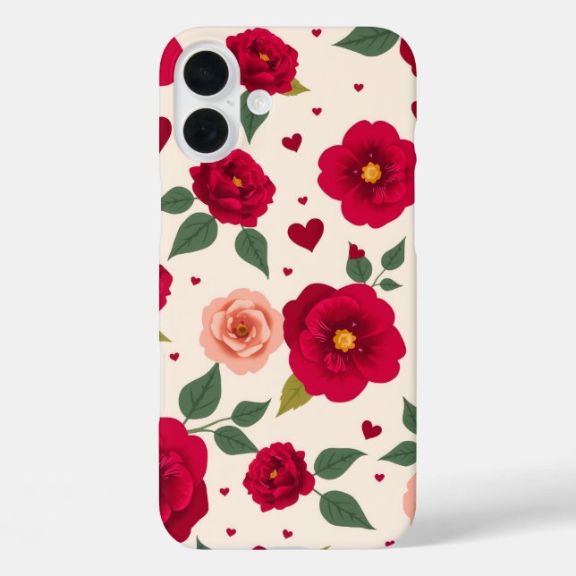 Vintage Roses and Hearts iPhone Case (Back)