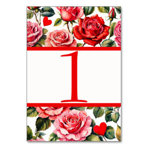 Vintage Roses and Hearts Table Card
