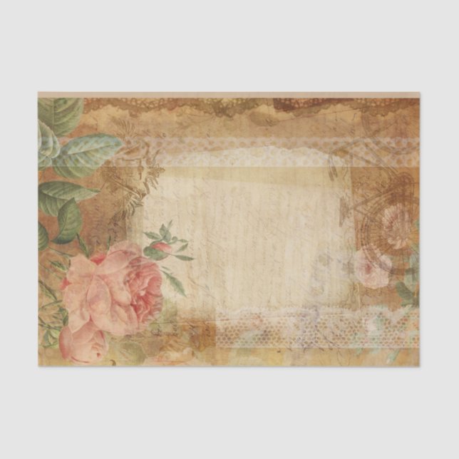 Vintage Roses and Lace Tissue Paper (Front)
