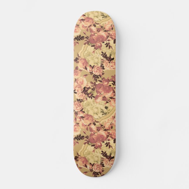 Vintage roses and medallions  skateboard (Front)