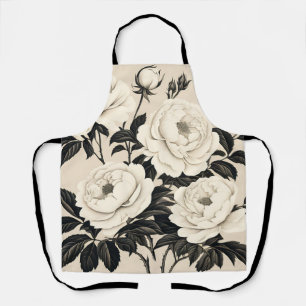Vintage Roses And Peonies On Cream Apron