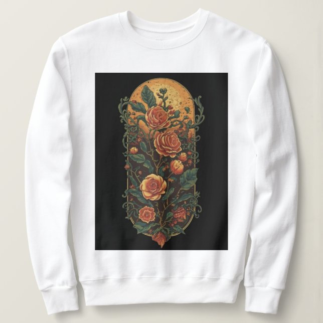 Vintage Roses and Plants Sweatshirt (Design Front)