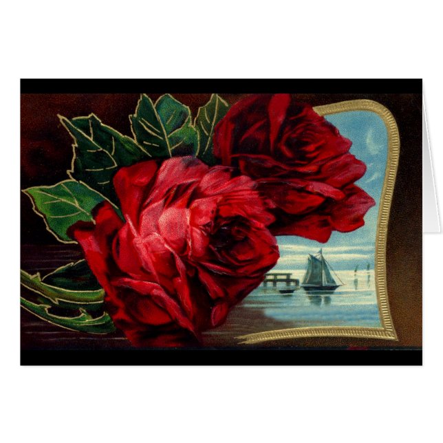 Vintage Roses and Sail Boat (Front Horizontal)
