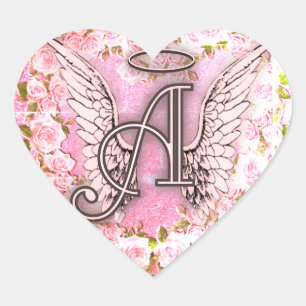 Vintage Roses Angel Wings Heart Sticker