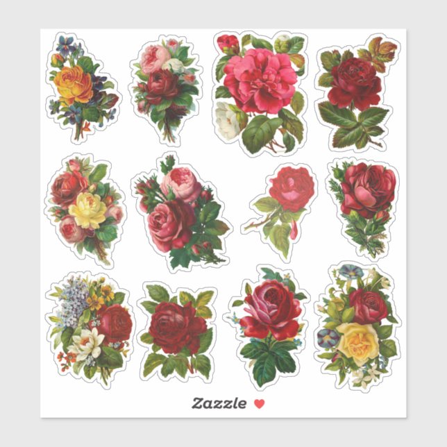 Vintage Roses Antique Elegant Floral Set 2 (Sheet)