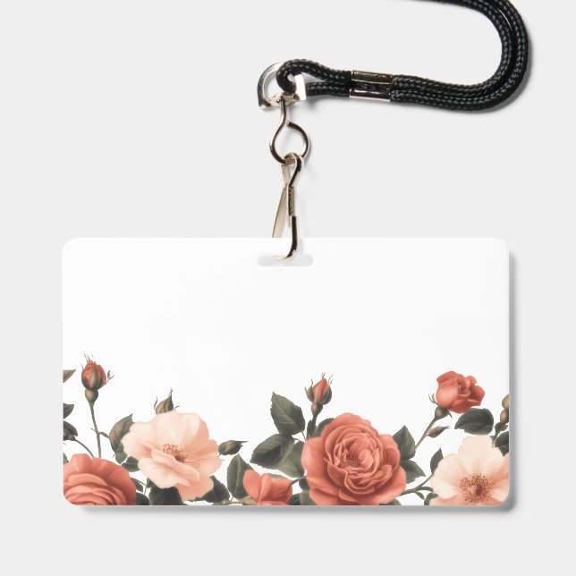 vintage roses badge (Back with Lanyard)