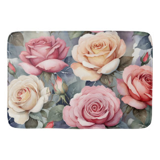 Vintage roses bath mat
