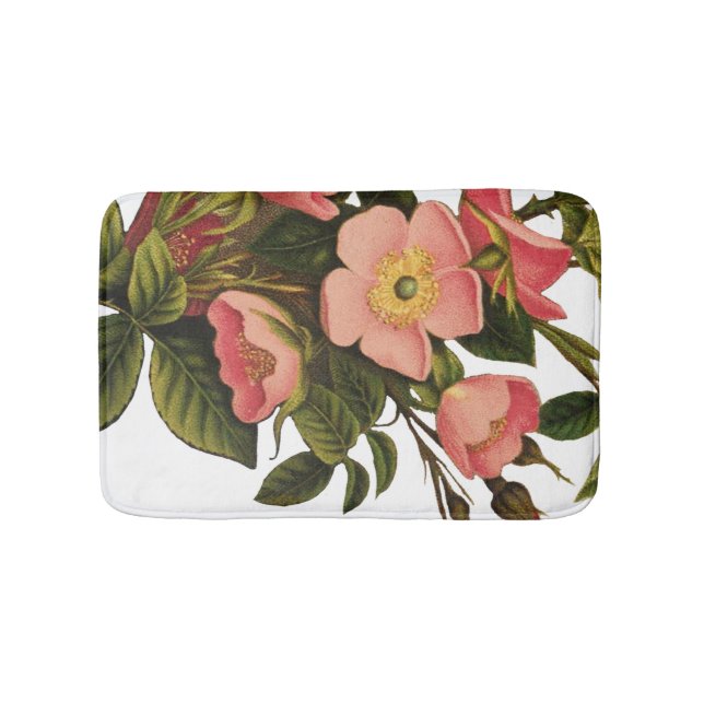 Vintage Roses Beautiful Pink Botanical Bath Mat (Front)