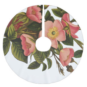 Vintage Roses Beautiful Pink Botanical Brushed Polyester Tree Skirt