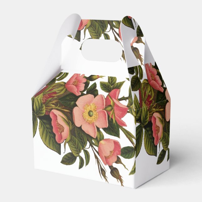 Vintage Roses Beautiful Pink Botanical Favor Box (Front Side)