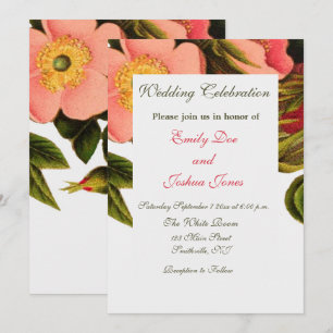 Vintage Roses Beautiful Pink Botanical Invitation