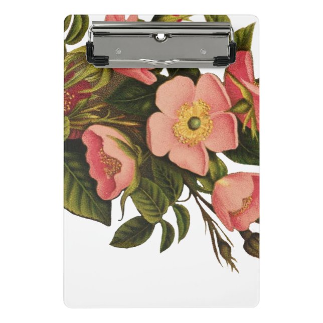 Vintage Roses Beautiful Pink Botanical Mini Clipboard (Front)