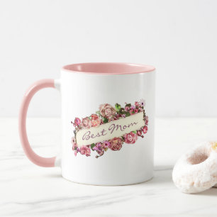 Vintage Roses Best Mom Elegant Custom Mother's Day Mug
