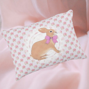 Vintage Roses Bunny Rabbit Accent Pillow
