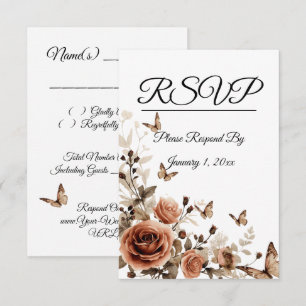 Vintage Roses & Butterflies Wedding  RSVP Card